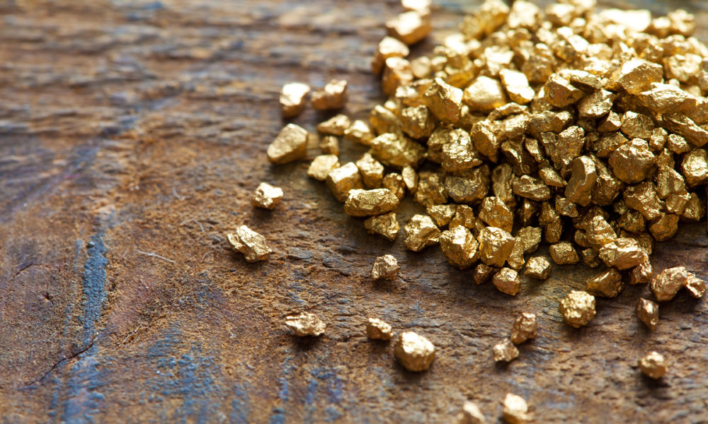 golden nuggets stock image
