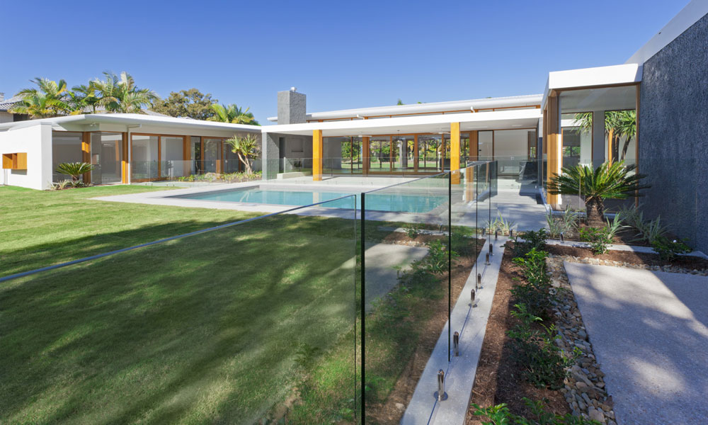 house pool fence stock image