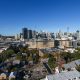 Cadigal Avenue, Pyrmont, Sydney - 20th April 2017. Rooftop view of Sydney from the McCaffreys Tower Apartments.